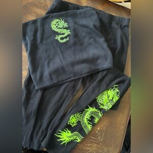 Fashion Nova Black and Neon Green Dragon set